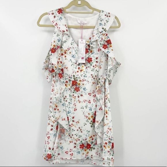 🎉 HP 🎉 PARKER NEW NWT DITSY COLD SHOULDER DRESS SIZE MEDIUM - Picture 7 of 11